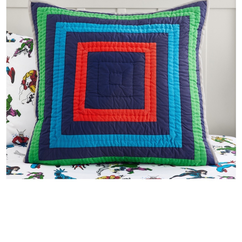 2 Pottery Barn Marvel Colorful Geometric quilted  Pillow Covers. Standard & Euro